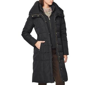 Signature Down Hooded Puffer Women's Black Quilted Coat